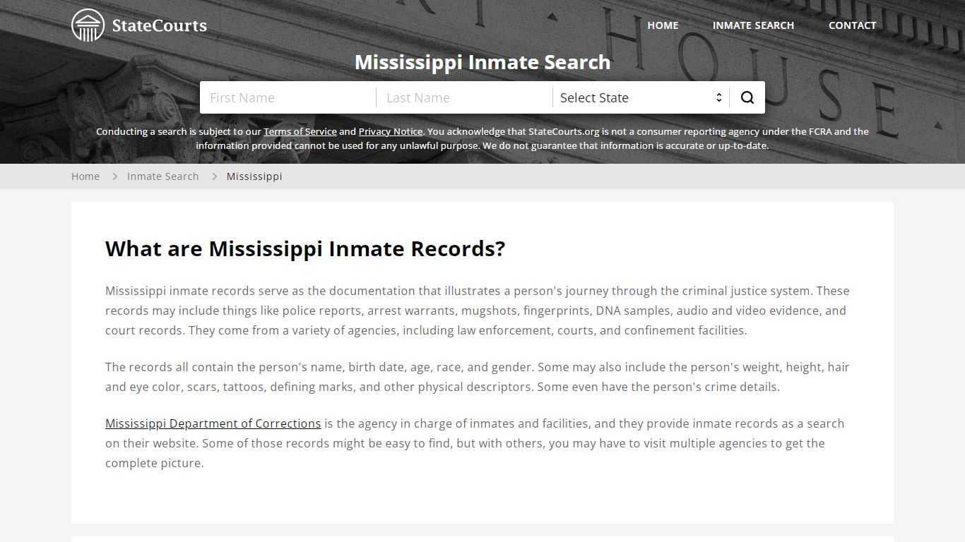 Mississippi Inmate Search, Prison and Jail Information ...